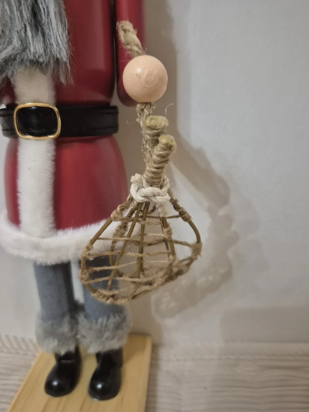 Wooden Red Nutcracker With Snowshoes Holiday Decoration